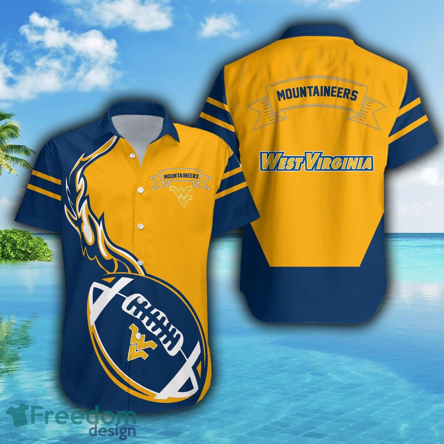 NCAA West Virginia Mountaineers Flower Button Up Hawaiian Shirt 3D Shirt,  West Virginia Mountaineers Christmas Gifts - T-shirts Low Price