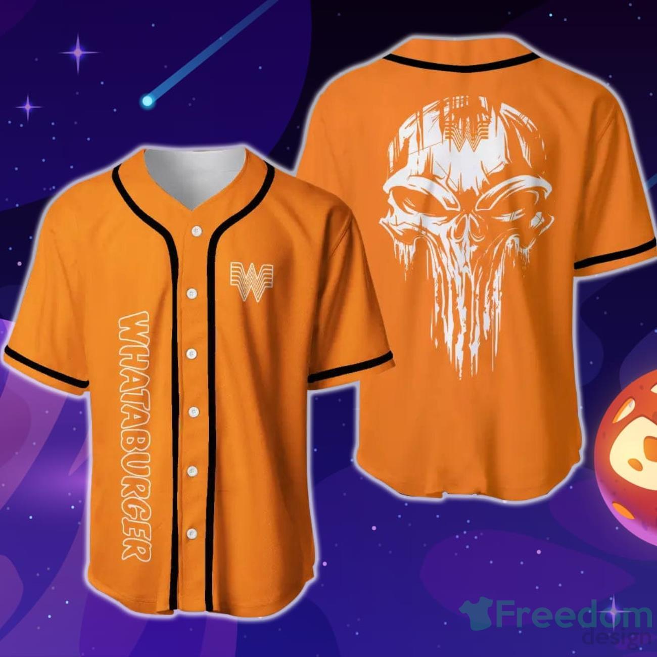 Whataburger Skull Halloween Baseball Jersey - Freedomdesign