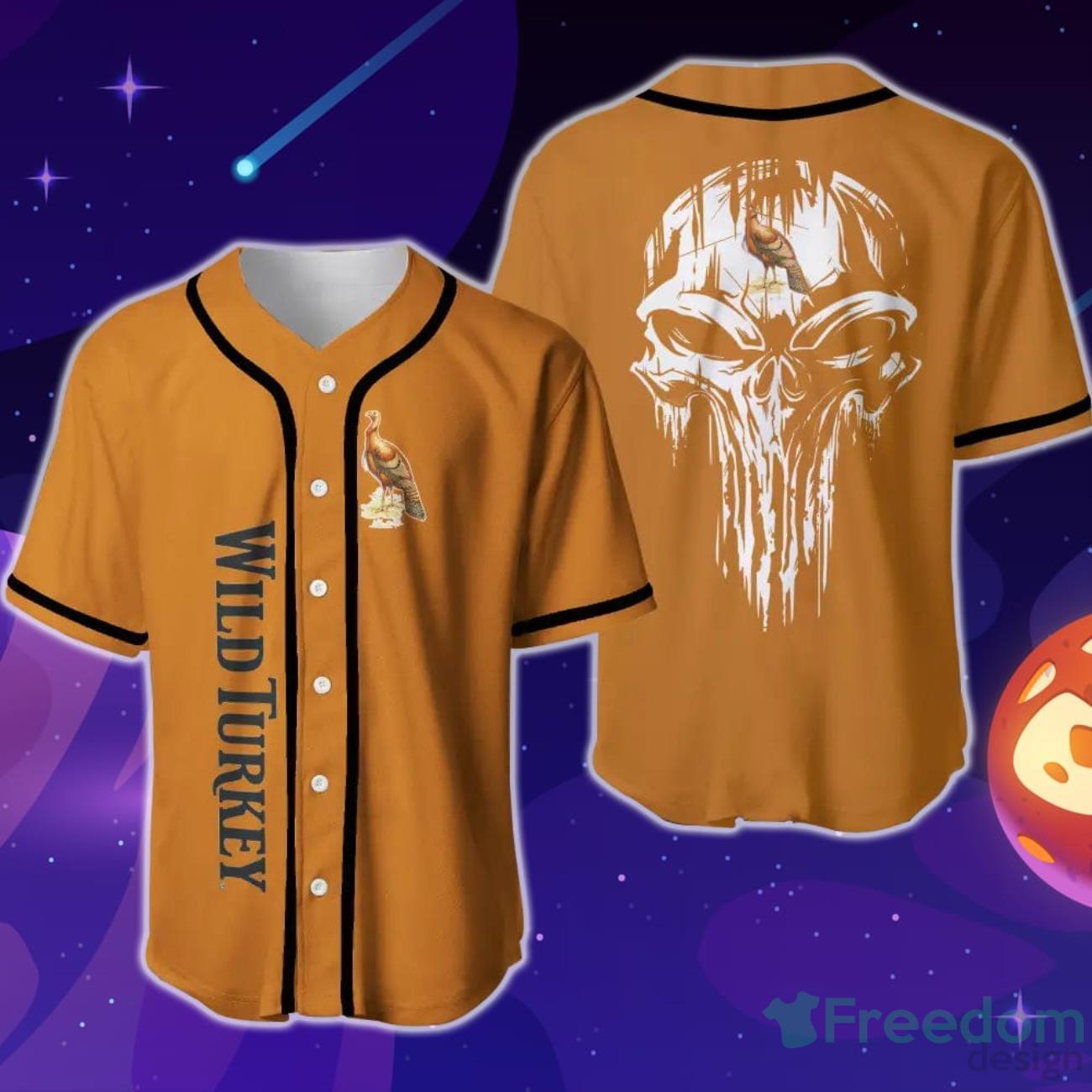 Wild Turkey Skull Baseball Jersey image Wild Turkey Skull Baseball Jersey Product Photo 1