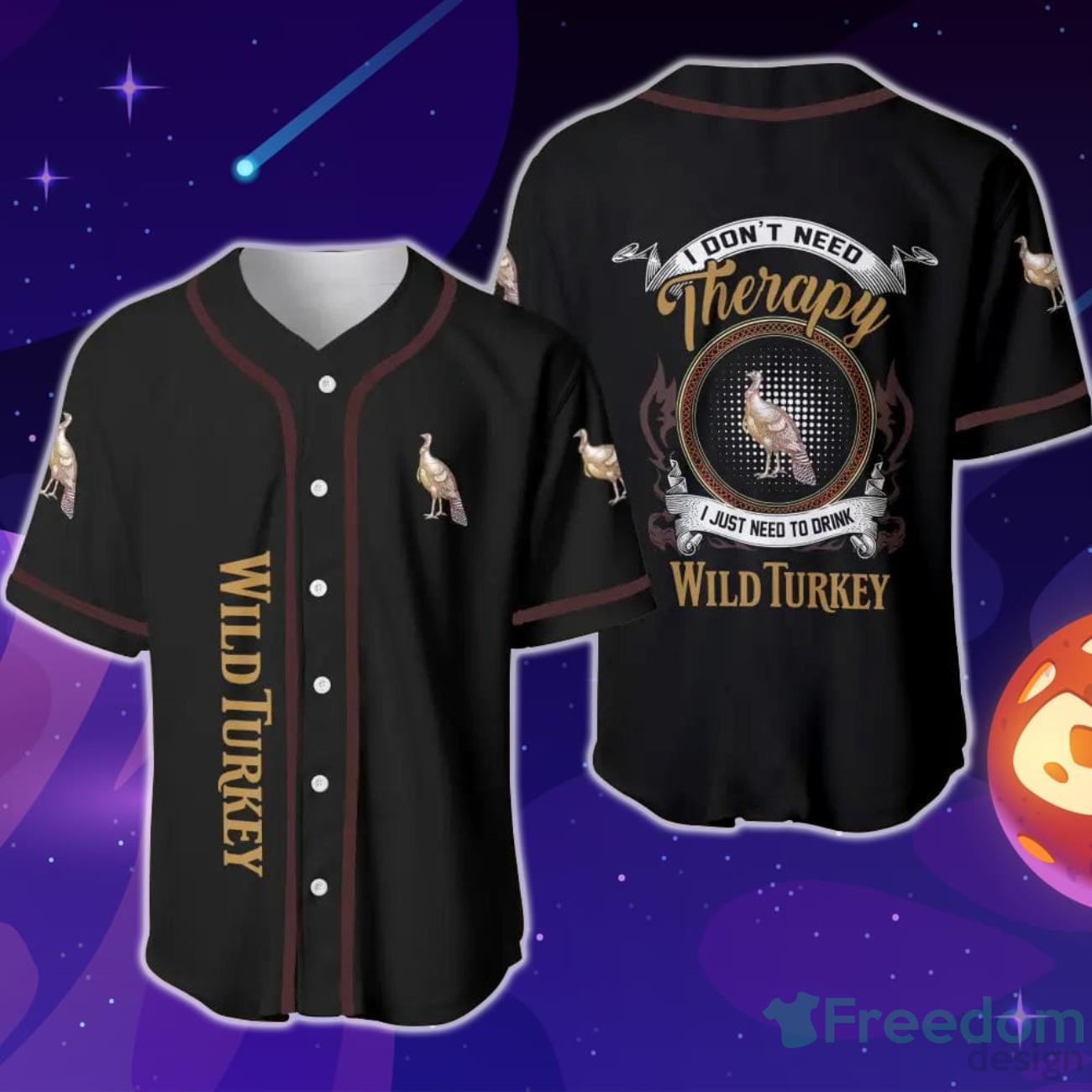 Wild Turkey Therapy Baseball Jersey image Wild Turkey Therapy Baseball Jersey Product Photo 1
