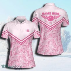 3d Bowling Pink Pin Pattern Polo Shirt, Women Polo Shirt