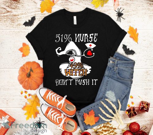 51 Nurse 49 Witch Funny Halloween Speelbind Nurse T-Shirt Halloween Gift Product Photo 1