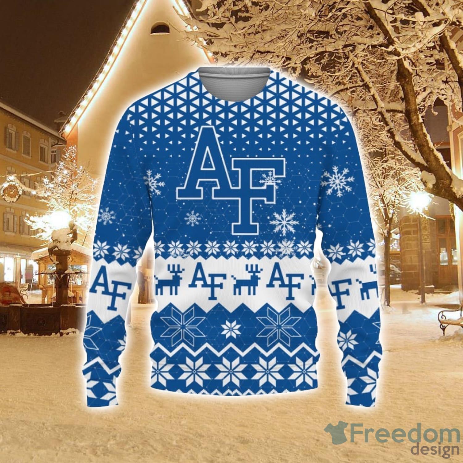 Merry Christmas Snow Pattern Funny Cute Air Force Falcons Ugly Christmas  Sweater - Banantees