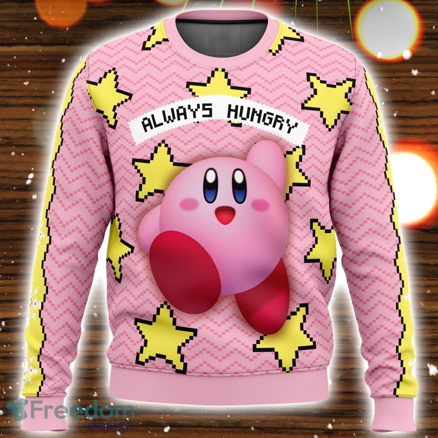 Always Hungry Kirby Ugly Christmas Sweater Christmas Party Gift For Men And Women image Always Hungry Kirby Ugly Christmas Sweater Christmas Party Gift For Men And Women Product Photo 1