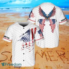 American Eagle Patriot Playing Golf United States Flag Custom Name Baseball Jersey #3 Shirt