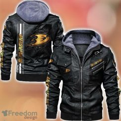 Anaheim Ducks Striped Style Leather Jacket For Fans Anaheim Ducks Striped Style Leather Jacket For Fans