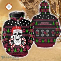 Arizona Cardinals Christmas Santa Skull Patterns 3D All Over Print Hoodie
