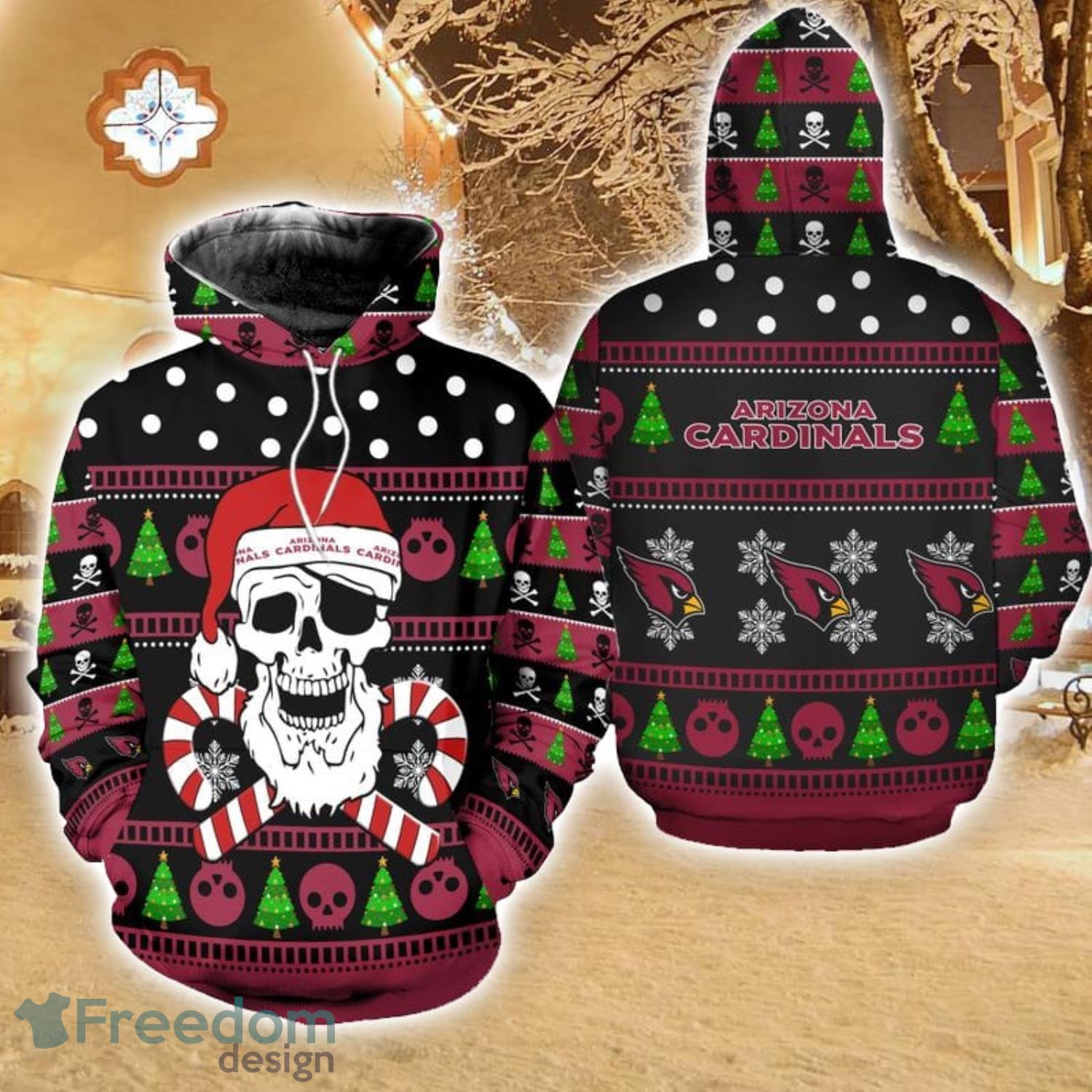 Arizona Cardinals Christmas Santa Skull Patterns 3D All Over Print Hoodie image Arizona Cardinals Christmas Santa Skull Patterns 3D All Over Print Hoodie Product Photo 1