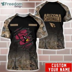 Arizona Cardinals Custom Name Hunting Camo T Shirt Hoodie Sweatshirt 3D All Over Printed Product Photo 2