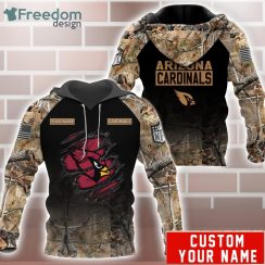 Arizona Cardinals Custom Name Hunting Camo T Shirt Hoodie Sweatshirt 3D All Over Printed
