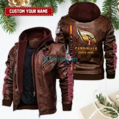 Arizona Cardinals Golden NFL Teams Custom Name Leather Jacket For Fans Product Photo 2