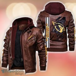 Arizona Cardinals Striped Style Leather Jacket For Fans Product Photo 2