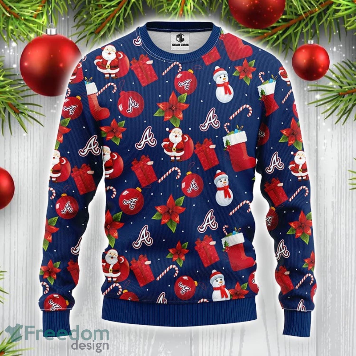 Atlanta Braves Tree Ugly Christmas Fleece Sweater - Freedomdesign