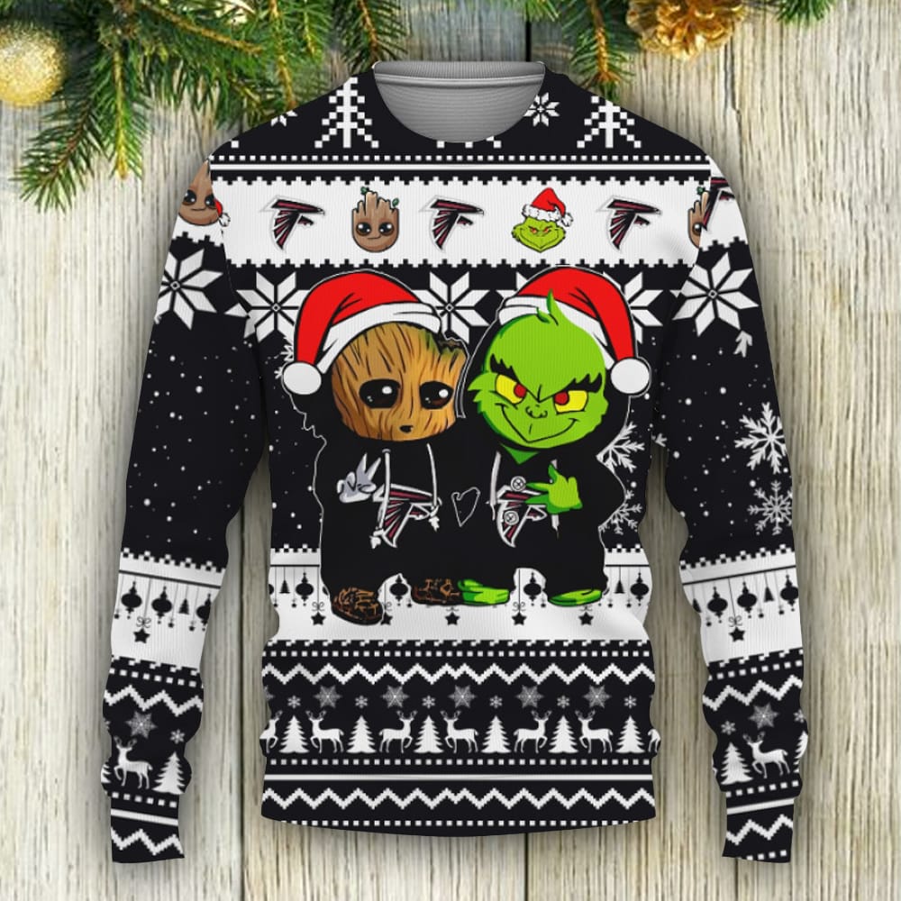 Houston Rockets Baby Groot And Grinch Best Friends Football American Ugly  Xmas Sweater AOP Gift Holidays - Banantees