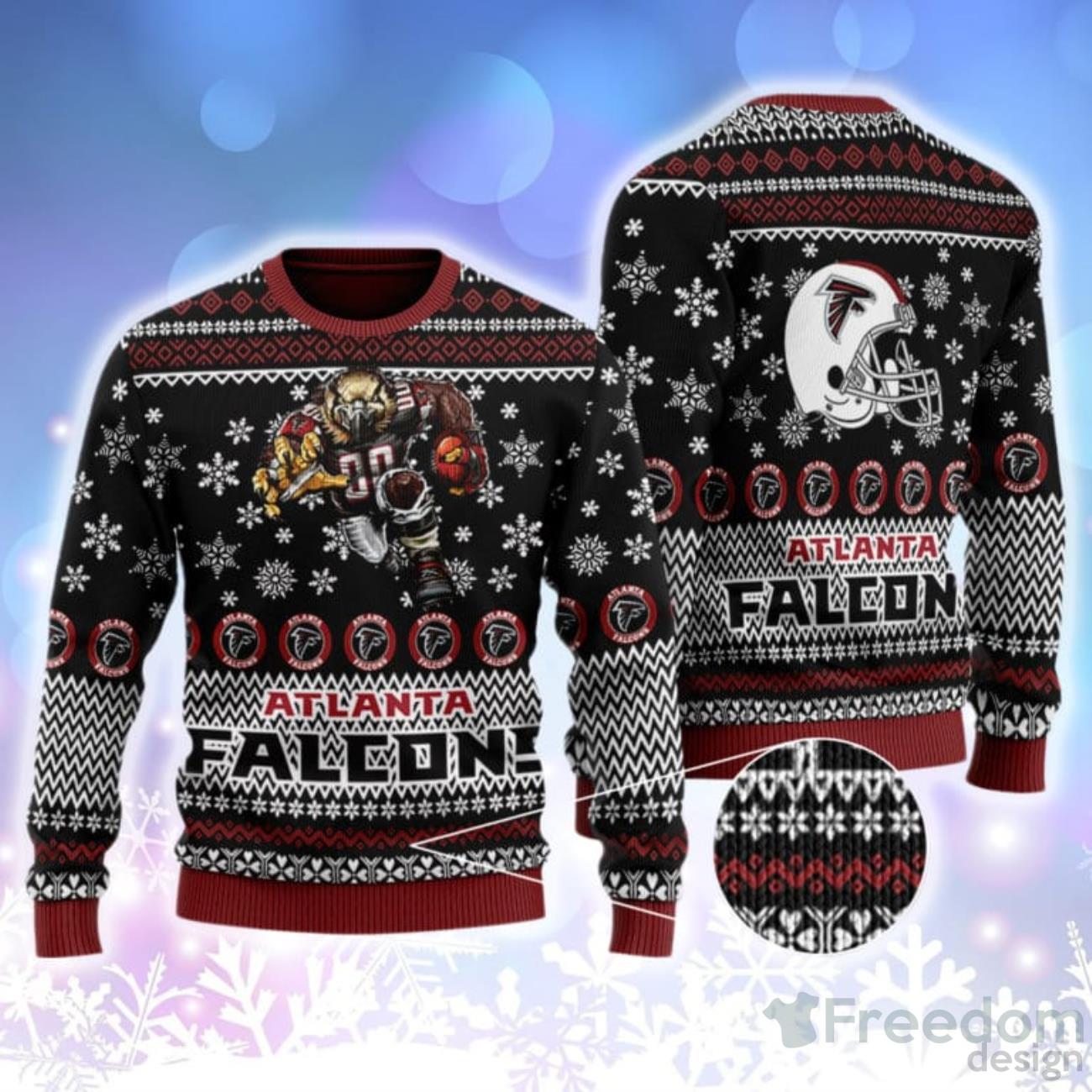 Atlanta Falcons Custom Name And Number Ugly Christmas Sweater -  Freedomdesign