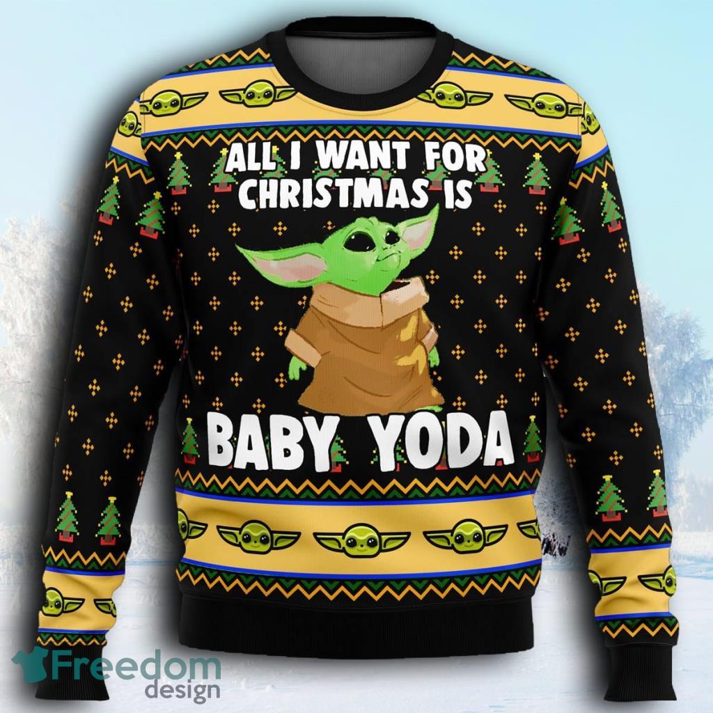UCLA Bruins Baby Yoda Star Wars Ugly Christmas Sweater Pattern 3D