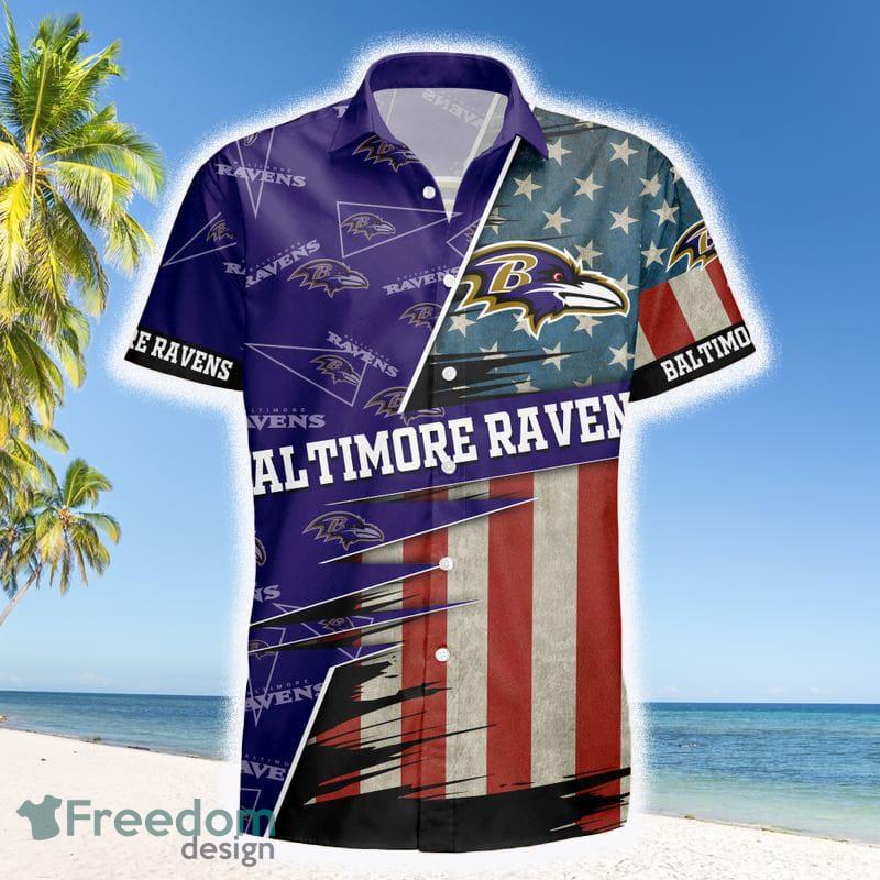 Baltimore Ravens American Flag Logo Hawaiian Shirt Vacation Gift