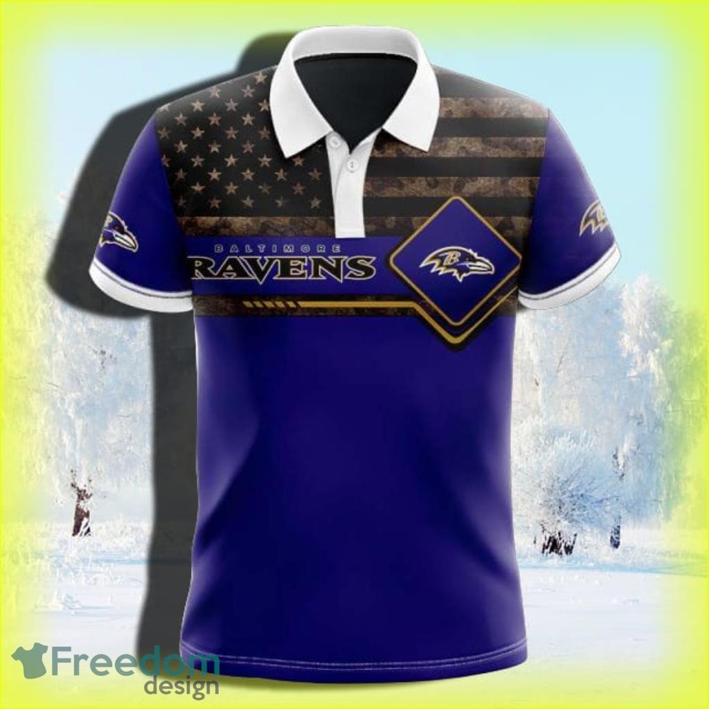 Custom Name NFL Football Baltimore Ravens Logo Golf Polo Shirt For