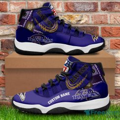 Baltimore Ravens Custom Name NFL Air Jordan 11 Shoes Men And Women Sneakers