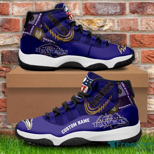 Baltimore Ravens Custom Name NFL Air Jordan 11 Shoes Men And Women Sneakers Product Photo 1