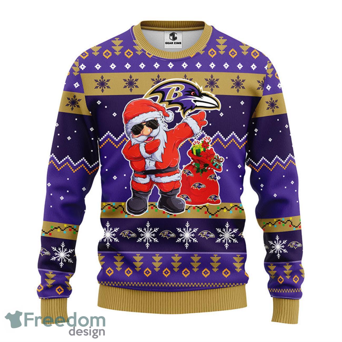 Baltimore Ravens Dab Santa Ugly Christmas Sweater - Banantees