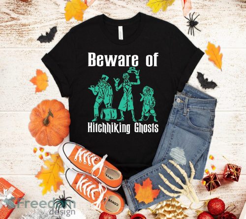 Beware Of Hitchhiking Ghosts Fun Halloween Party T-Shirt Halloween Gift Product Photo 1