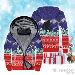 Bigfoot Merry Christmas Fleece Zip Hoodie