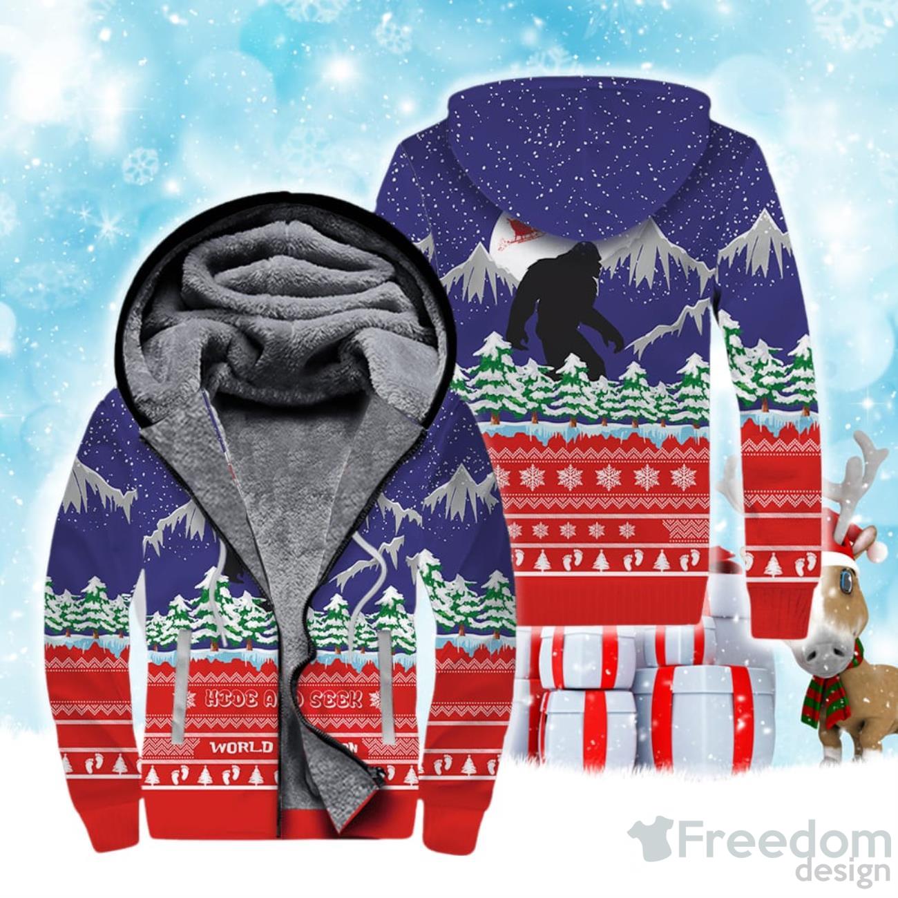 Bigfoot Merry Christmas Fleece Zip Hoodie image Bigfoot Merry Christmas Fleece Zip Hoodie Product Photo 1