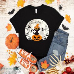 Black Cats Moon Pumpkin Funny Halloween Horror Gifts T-Shirt Halloween Gift