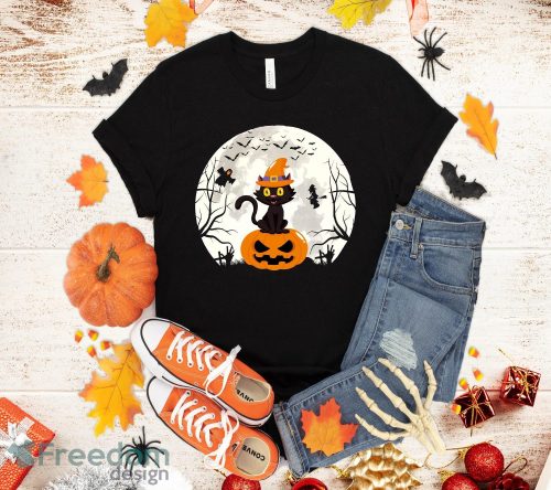 Black Cats Moon Pumpkin Funny Halloween Horror Gifts T-Shirt Halloween Gift Product Photo 1