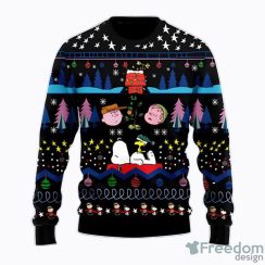 Black Snoopy AOP Ugly Christmas Sweater Christtmas Holiday Gift Xmas Men And Women Christmas Gift