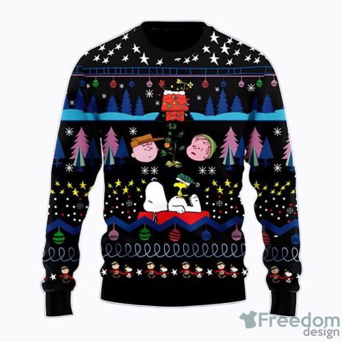 Black Snoopy AOP Ugly Christmas Sweater Christtmas Holiday Gift Xmas Men And Women Christmas Gift Product Photo 1