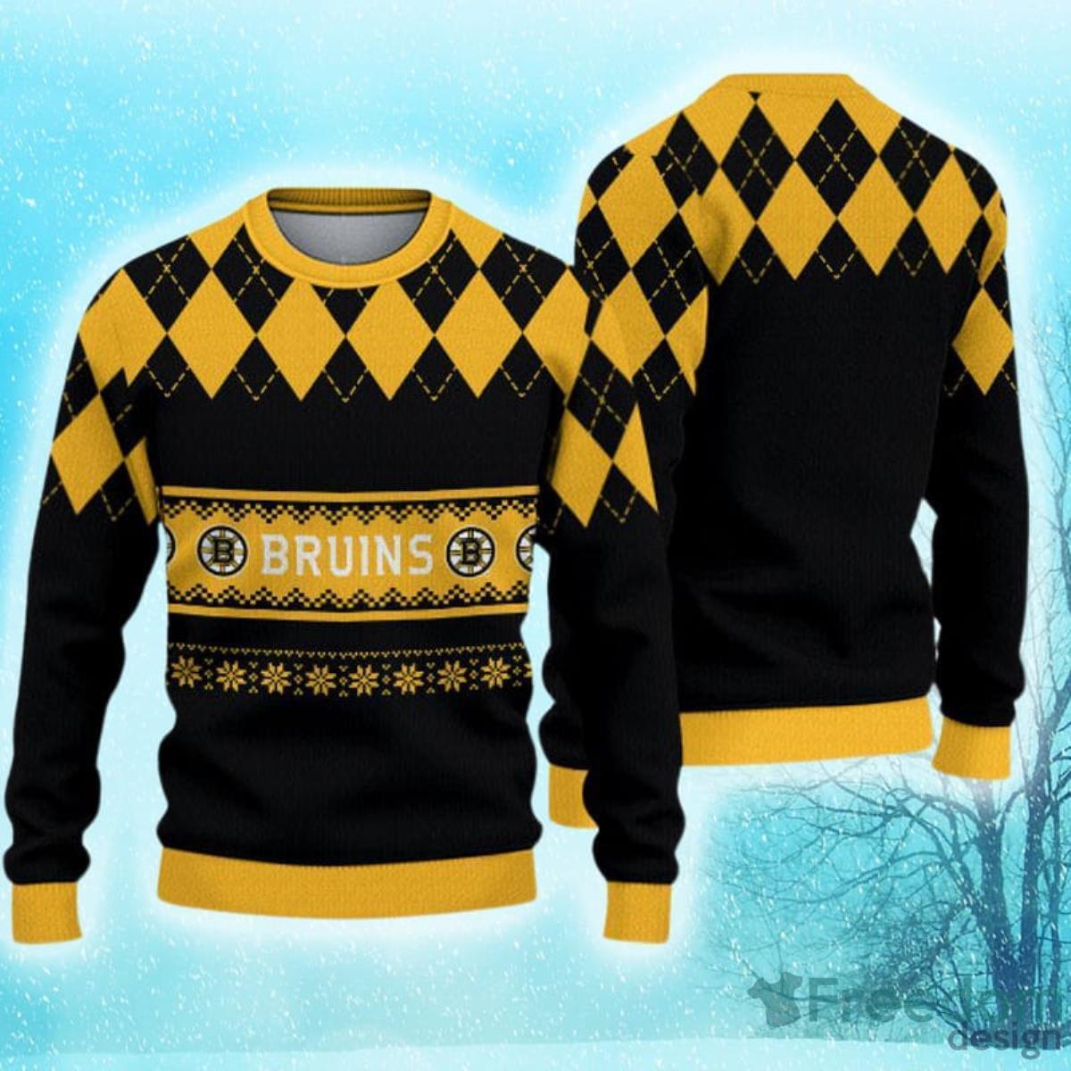 CustomCat Boston Bruins Vintage NHL Ugly Christmas Sweater White / S