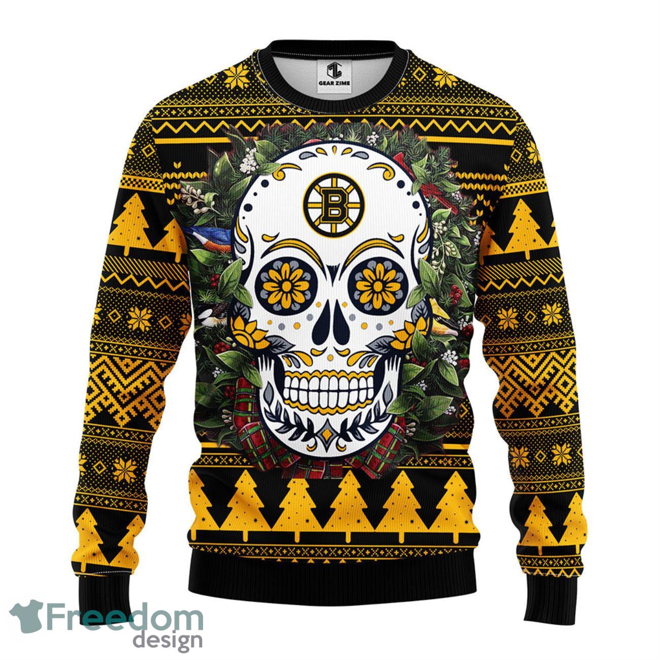 Boston Bruins Fans Skull Holidaywear Knitted Christmas Sweater -  Freedomdesign