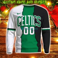 Boston Celtics NBA Custom Number And Name 3D Sweatshirt For Fans AOP Christmas Gift Sweater
