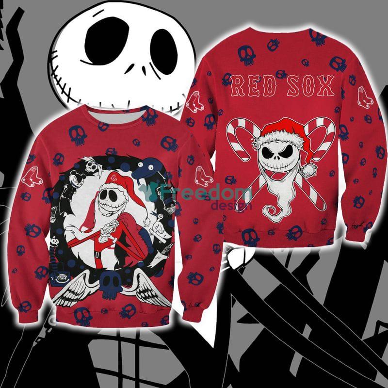 Boston Red Sox Jack Skellington Hoodie Zip Hoodie Red Print