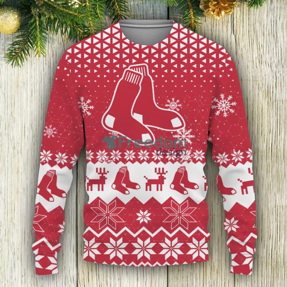 Boston Red Sox Knitted Xmas Sweater AOP For Men And Women