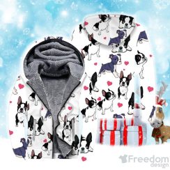 Boston Terrier Christmas Fleece Zip Hoodie