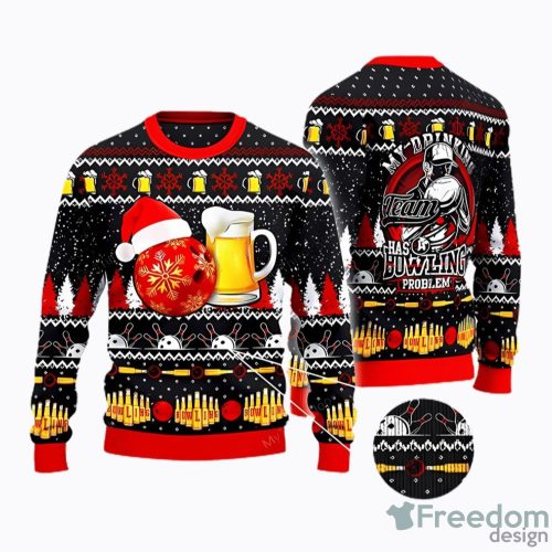 Bowling And Beer Ugly Christmas Sweater Men And Women Holiday Gift Product Photo 1