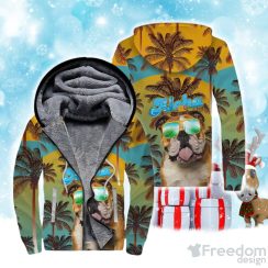 Bulldog Aloha Christmas Fleece Zip Hoodie
