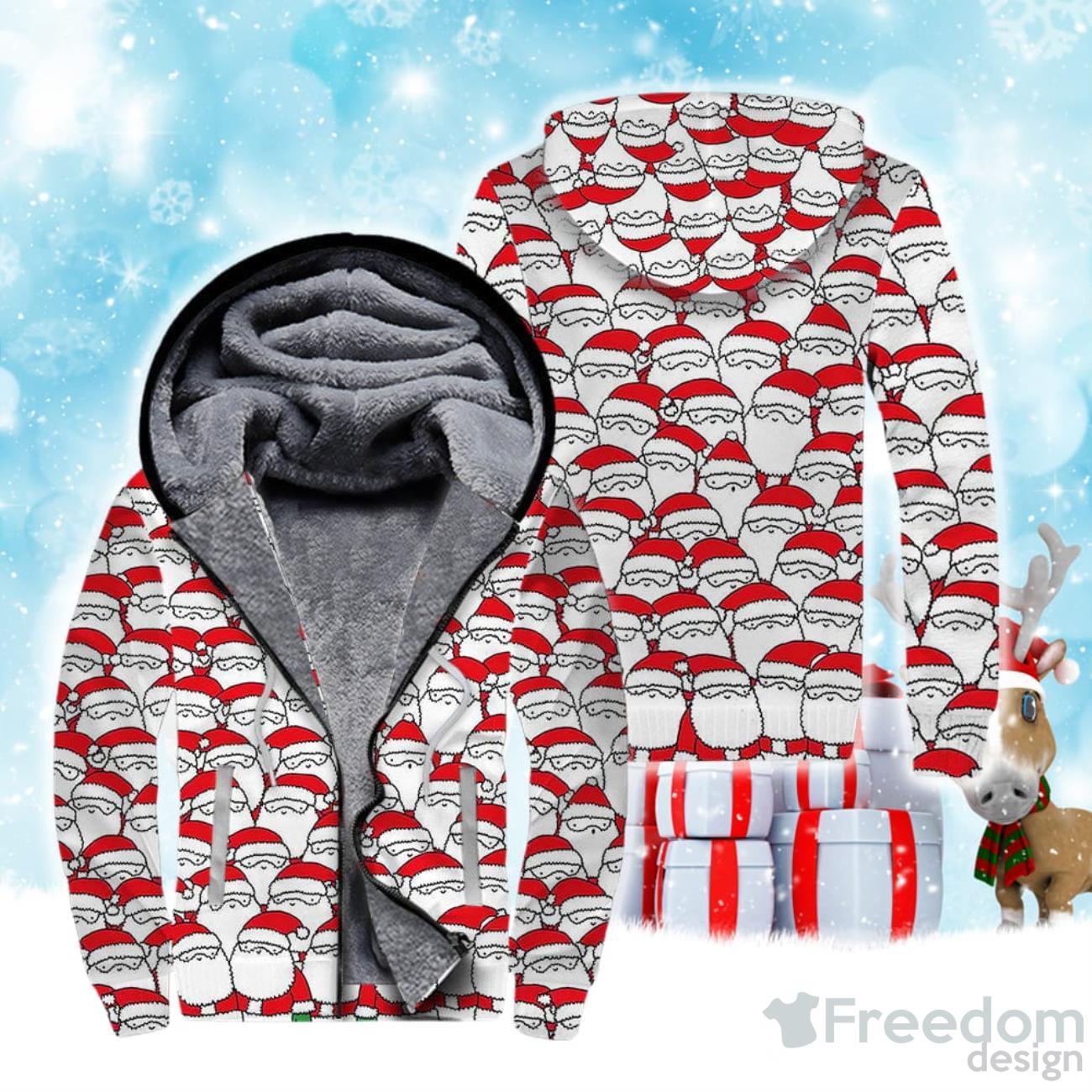 Can You Spot The Sheep Hidding Among These Santas Christmas Fleece Zip Hoodie image Can You Spot The Sheep Hidding Among These Santas Christmas Fleece Zip Hoodie Product Photo 1