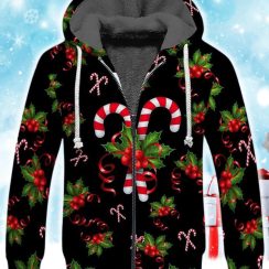 Candy Cane Christmas Soul Fleece Zip Hoodie