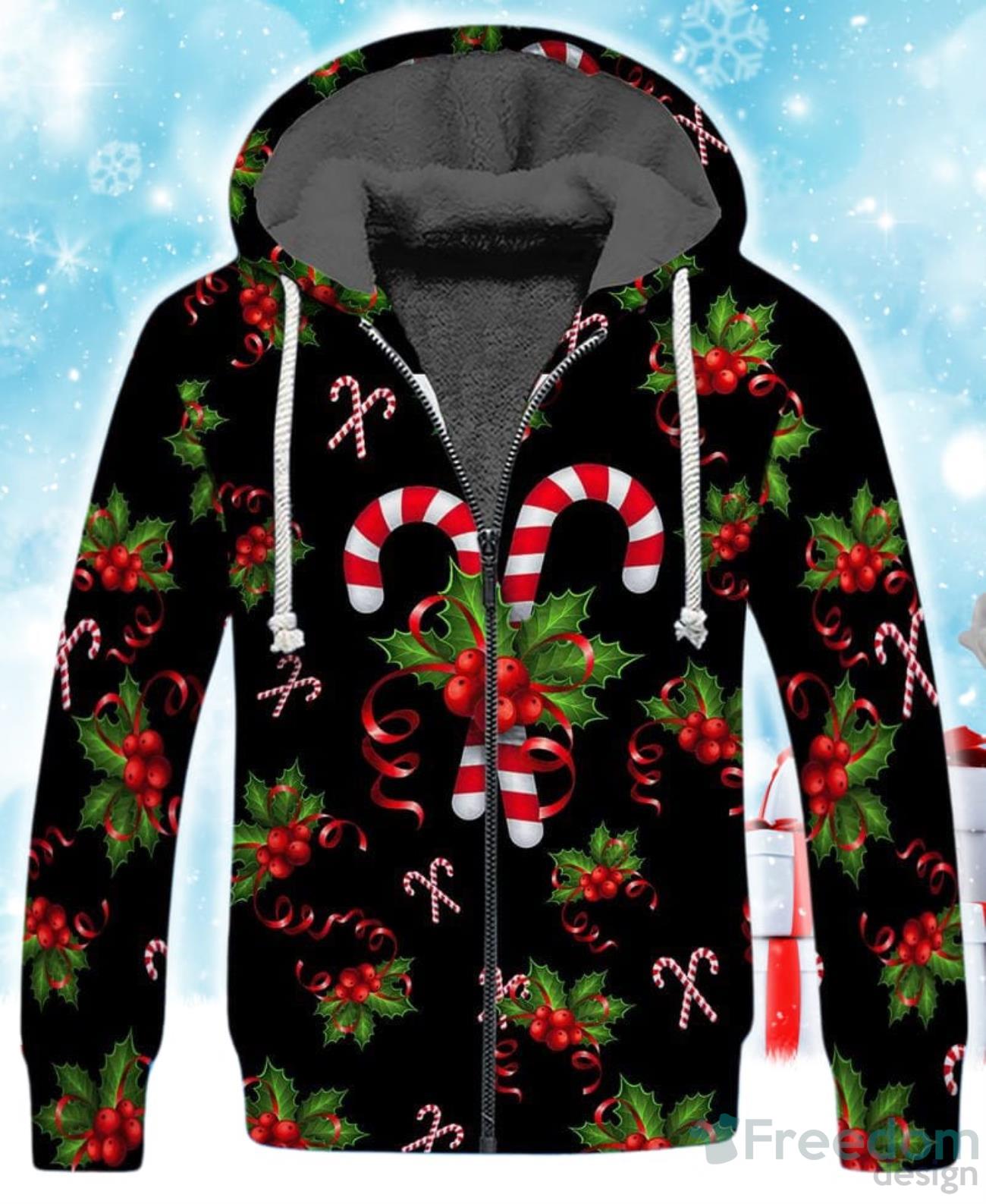 Candy Cane Christmas Soul Fleece Zip Hoodie image Candy Cane Christmas Soul Fleece Zip Hoodie Product Photo 1
