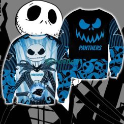 . Carolina Panthers Jack Skellington Holiday Christmas Ugly Sweater Halloween For Men And Women