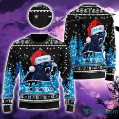 Carolina Panthers Symbol Wearing Santa Claus Hat Ho Ho Ho Custom Personalized Name Sweater