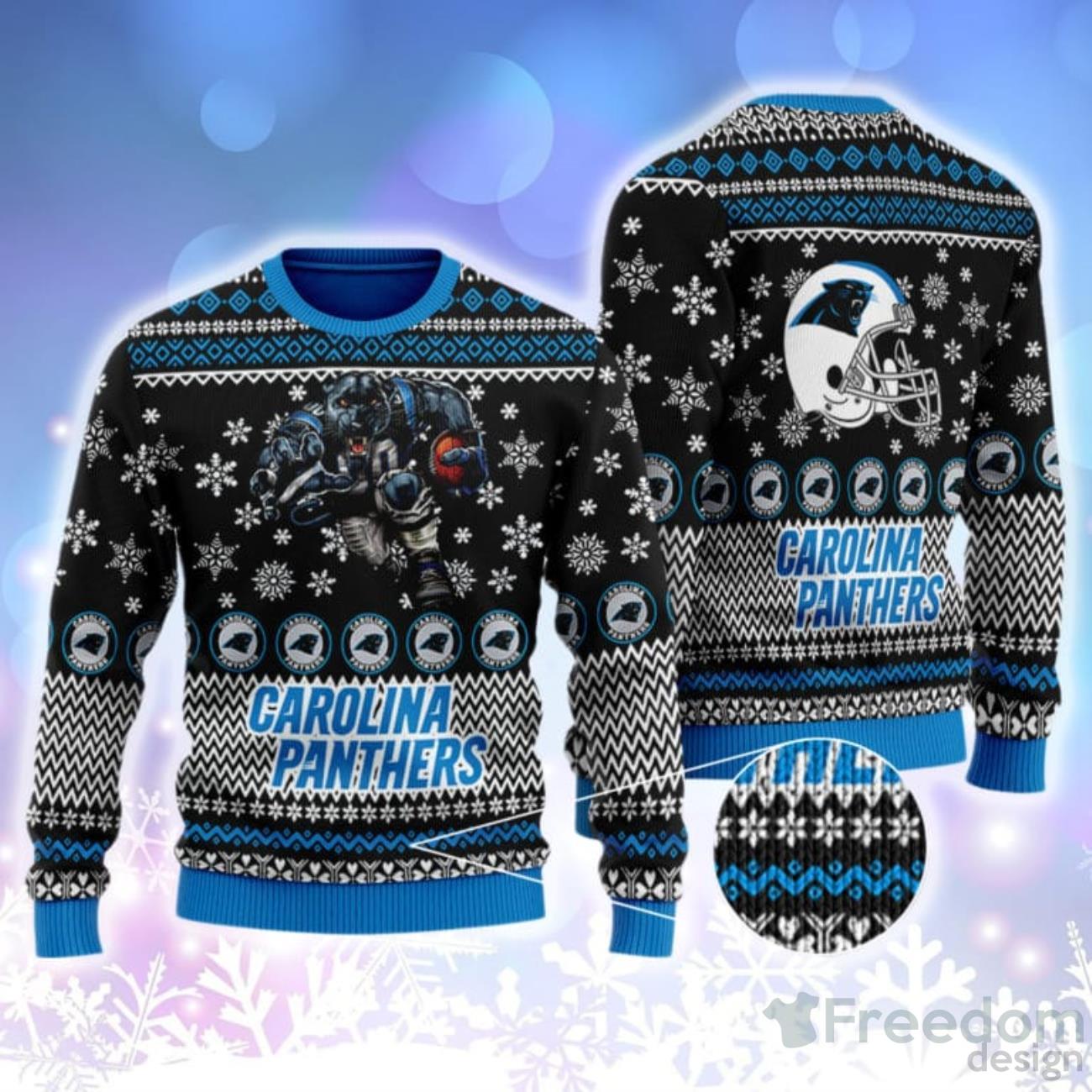 Carolina Panthers Pattern Ugly Christmas Sweater Gift - Freedomdesign