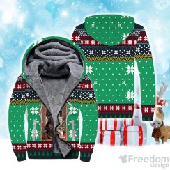 Cat Christmas Snow Window Fleece Zip Hoodie