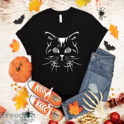 Cat Face T Shirt Halloween T-Shirt Halloween Gift Sweatshirt Hoodie