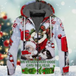 Cat Merry Christmas Fleece Zip Hoodie
