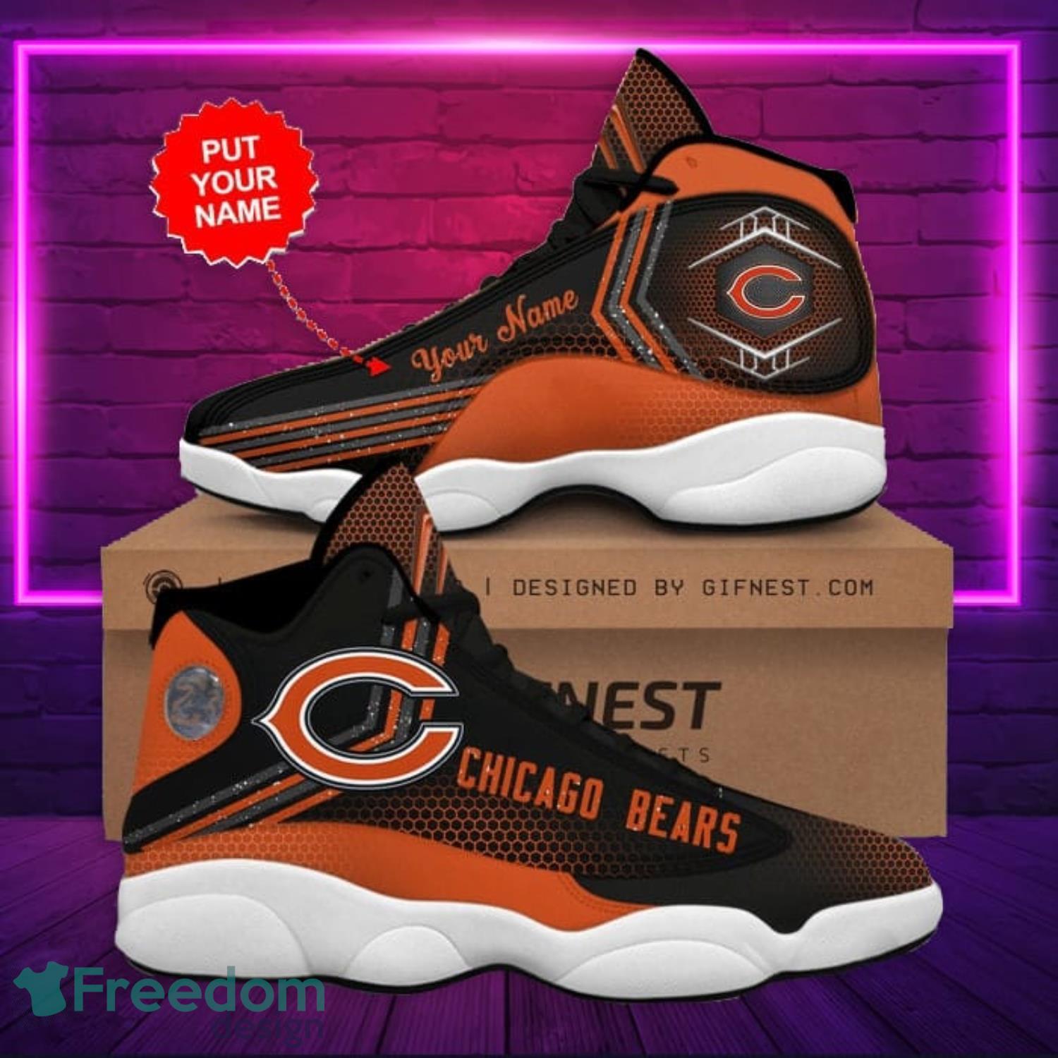 Chicago Bears Camo Pattern Air Jordan 13 Shoes For Fans